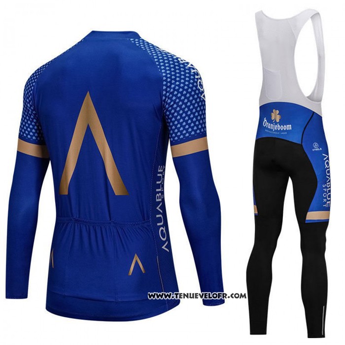 2018 Maillot Ciclismo Aqua Bleue Sport Bleu Manches Longues et Cuissard